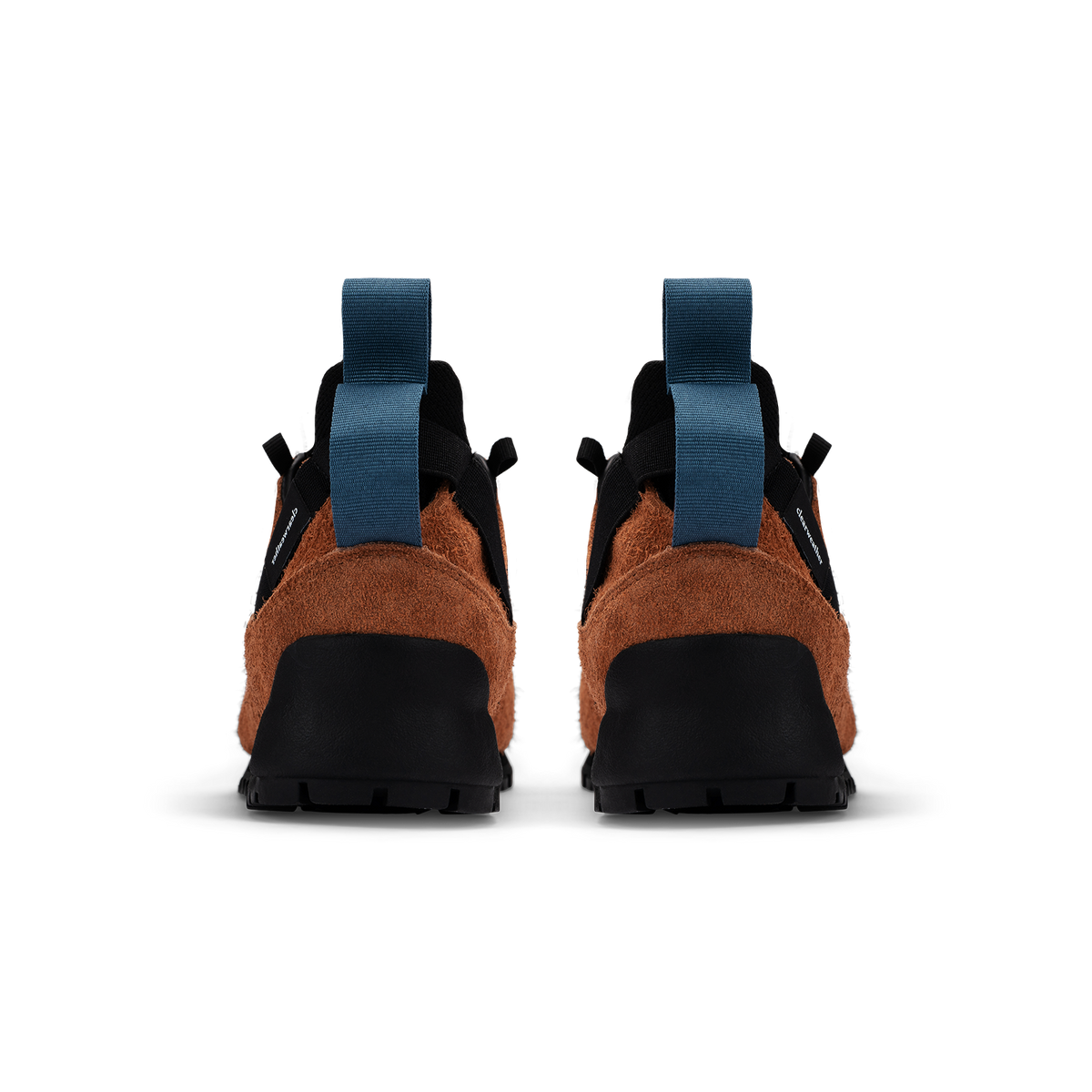 back view  / Approach / Auburn color features tabaco colored hairy suede upper, gross grain webbing for laces. helastic heel detail, stretch mesh internal bootie, vintrage vibram hiking outsole and eva midsole. 